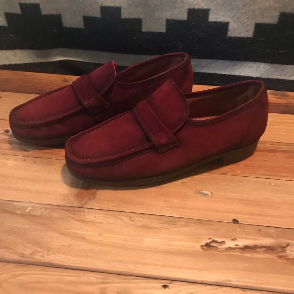 florsheim duckie brown ox blood suede loafers
